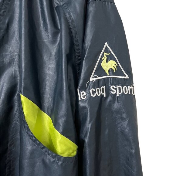 90s Le Coq Sportif Navy Lime Green Windbreaker Jacket Pants 2 Pc Set Size Small - Picture 2 of 13